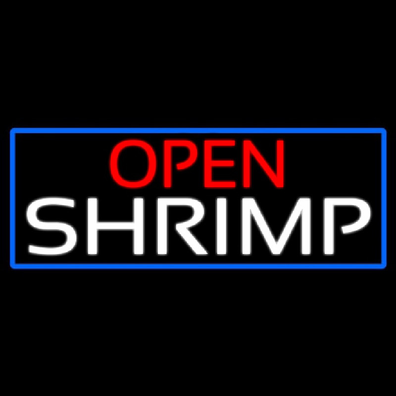 Open Shrimp With Blue Border Neontábla