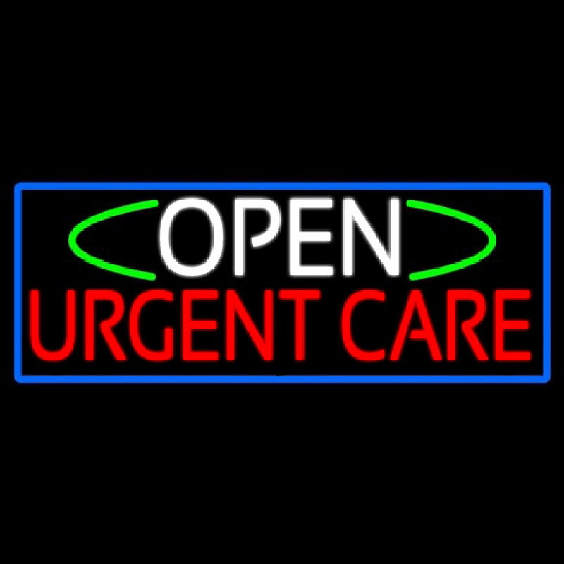 Open Urgent Care With Blue Border Neontábla