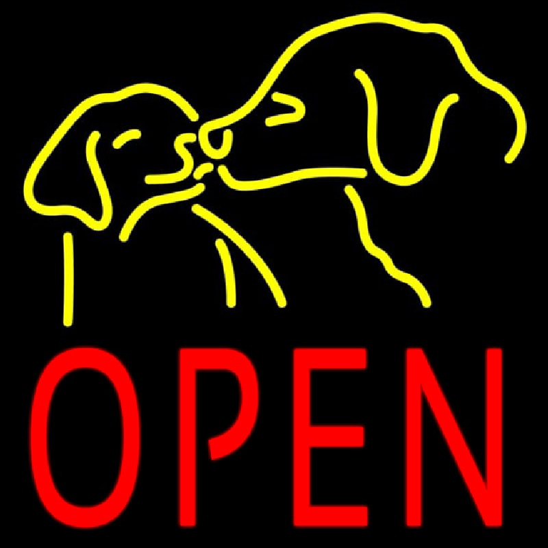 Open With Dogs Neontábla