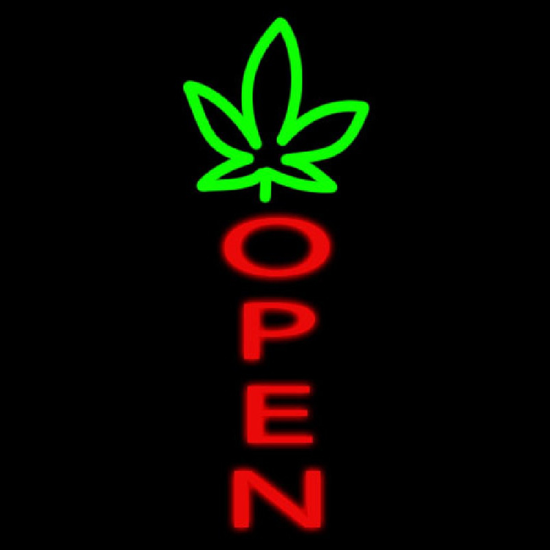 Open With Leaf Logo Neontábla