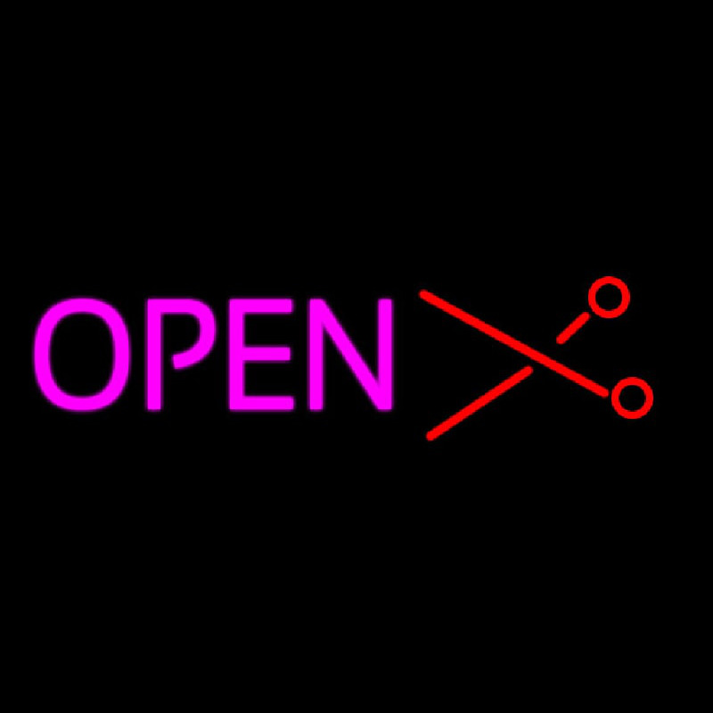 Open With Scissor Logo Neontábla