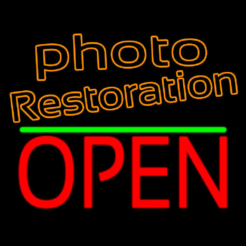 Orange Photo Restoration With Open 1 Neontábla