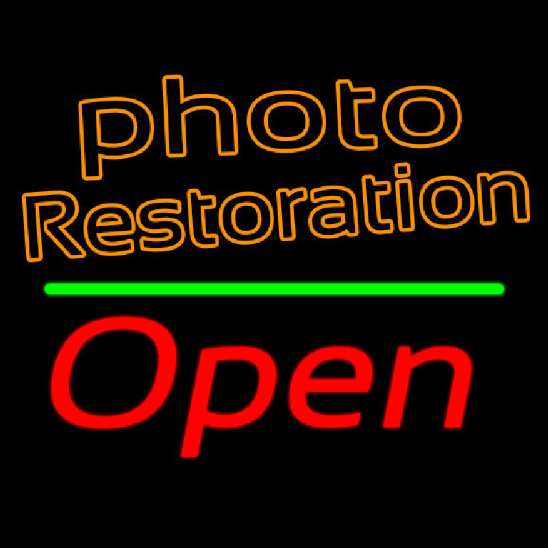 Orange Photo Restoration With Open 2 Neontábla