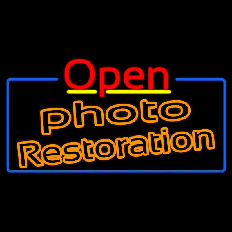 Orange Photo Restoration With Open 4 Neontábla