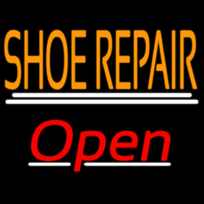 Orange Shoe Repair Open With Line Neontábla