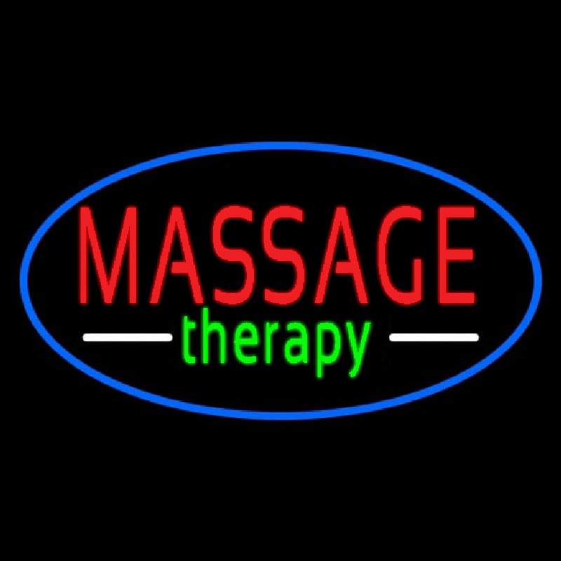 Oval Massage Therapy Blue Border Neontábla