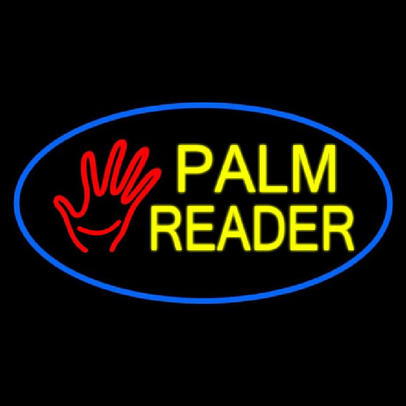 Palm Reader Logo Blue Oval Neontábla