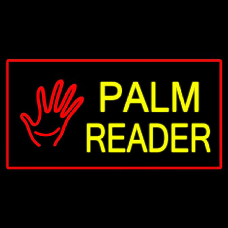 Palm Reader Logo Red Rectangle Neontábla