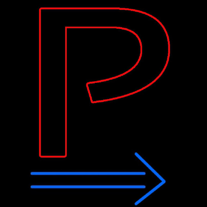 Parking P With Arrow Neontábla