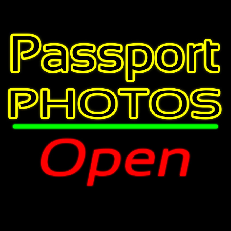 Passport Photos Block With Open 2 Neontábla