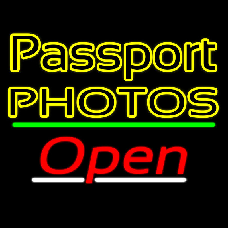 Passport Photos Block With Open 3 Neontábla