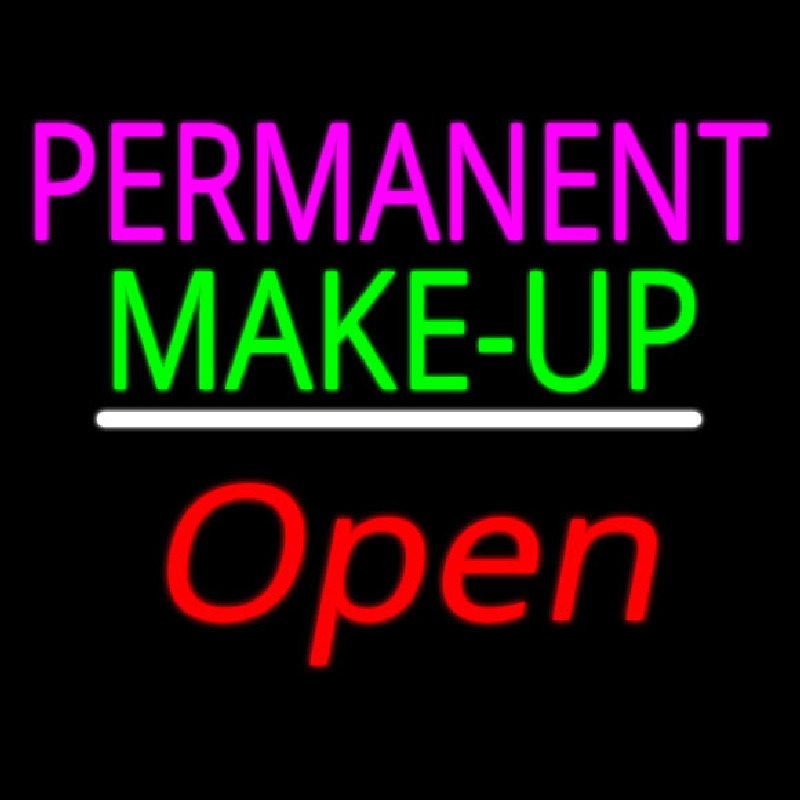 Permanent Make Up Open White Line Neontábla