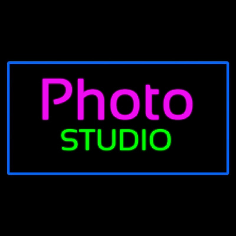 Photo Studio Blue Rectangle Neontábla