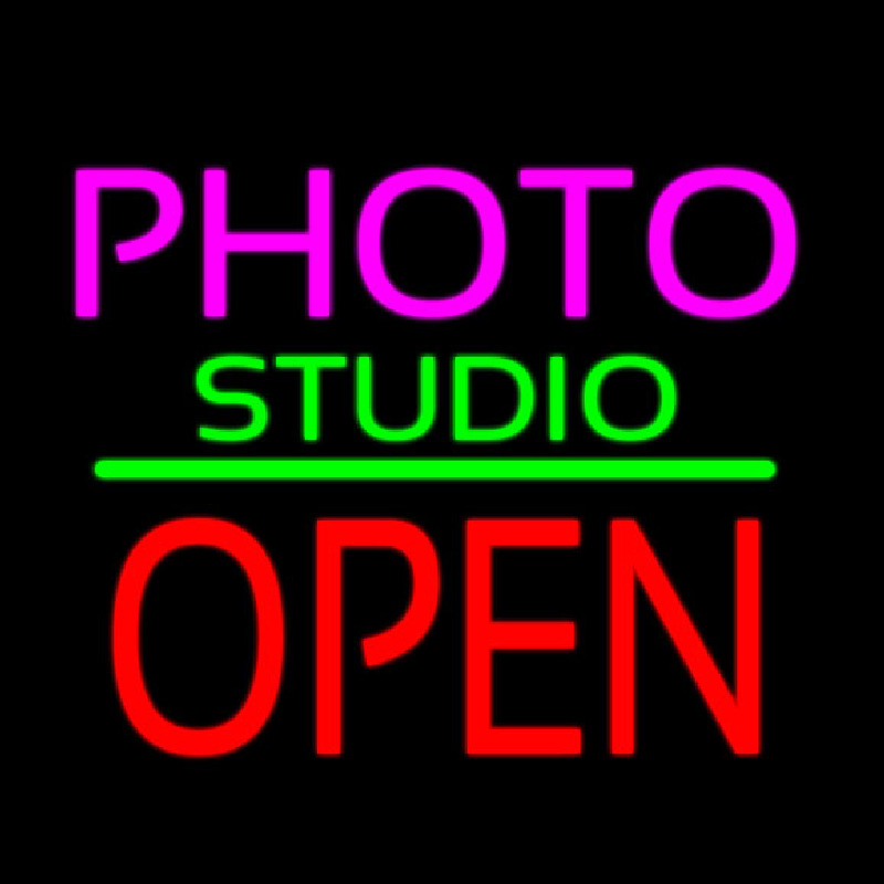 Photo Studio Open Green Line Neontábla