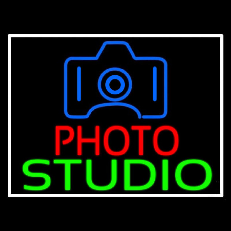 Photo Studio With Camera Logo Neontábla