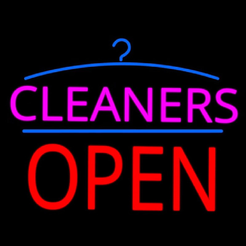 Pink Cleaners Block Red Open Logo Neontábla