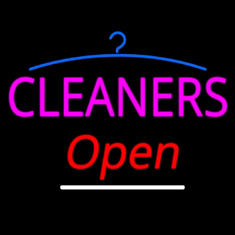 Pink Cleaners Slant Open Logo Neontábla