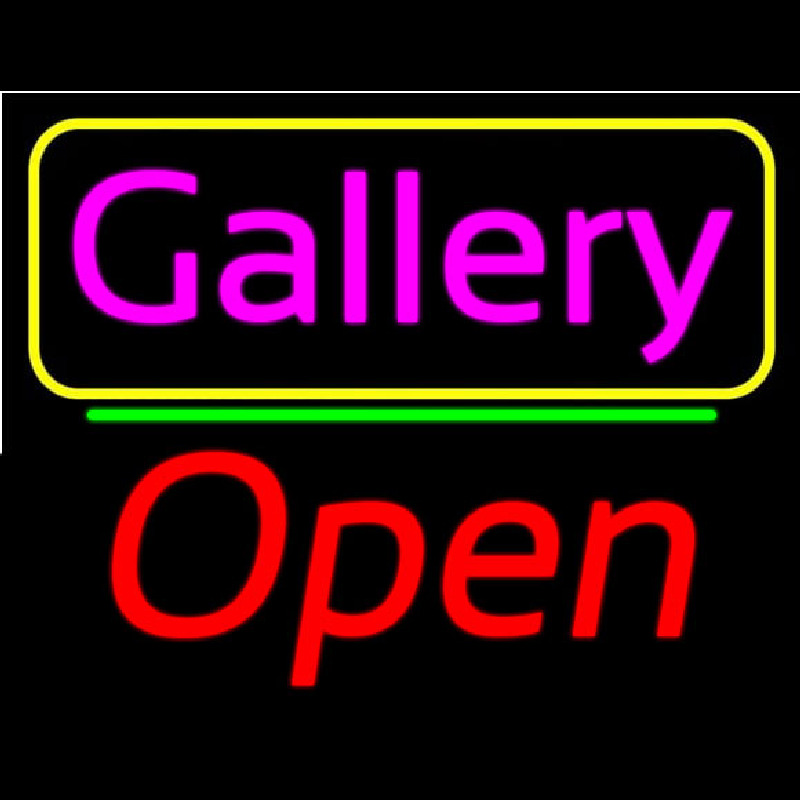 Pink Cursive Gallery With Open 2 Neontábla