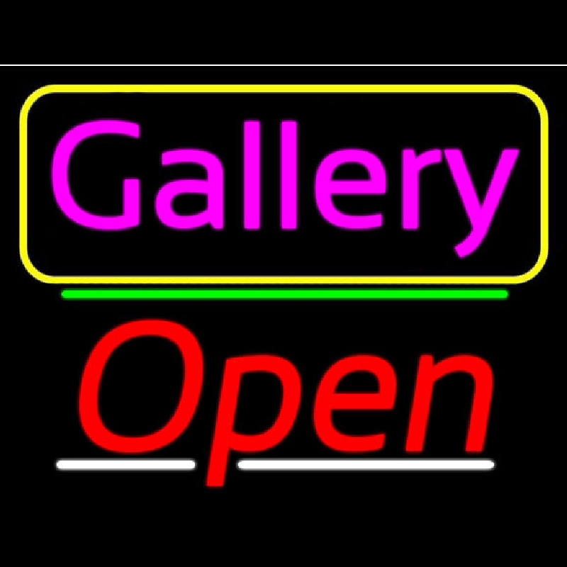 Pink Cursive Gallery With Open 3 Neontábla