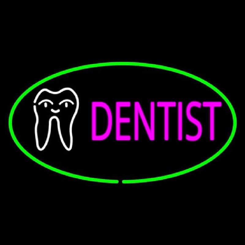 Pink Dentist Oval Green Neontábla