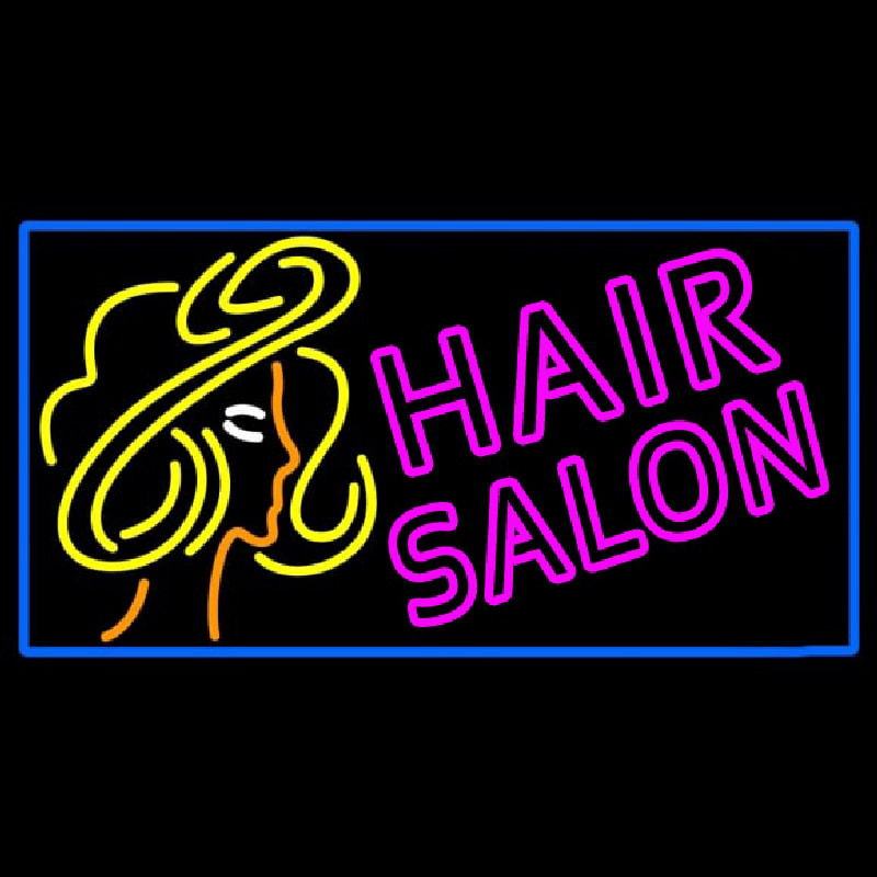 Pink Double Stroke Hair Salon With Girl Logo Neontábla