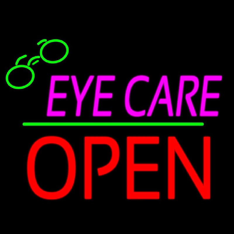 Pink Eye Care Logo Block Open Green Line Neontábla