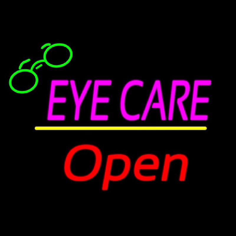 Pink Eye Care Yellow Line Open Logo Neontábla