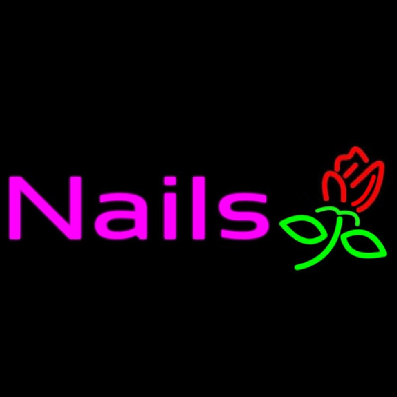 Pink Nails With Flower Logo Neontábla