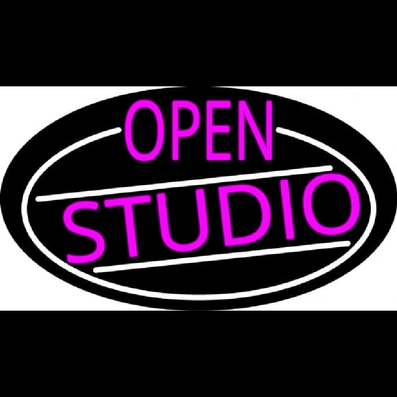 Pink Open Studio Oval With White Border Neontábla