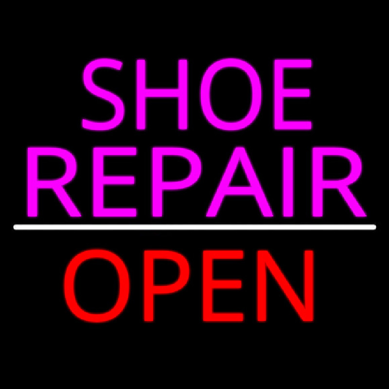 Pink Shoe Repair Open With Line Neontábla