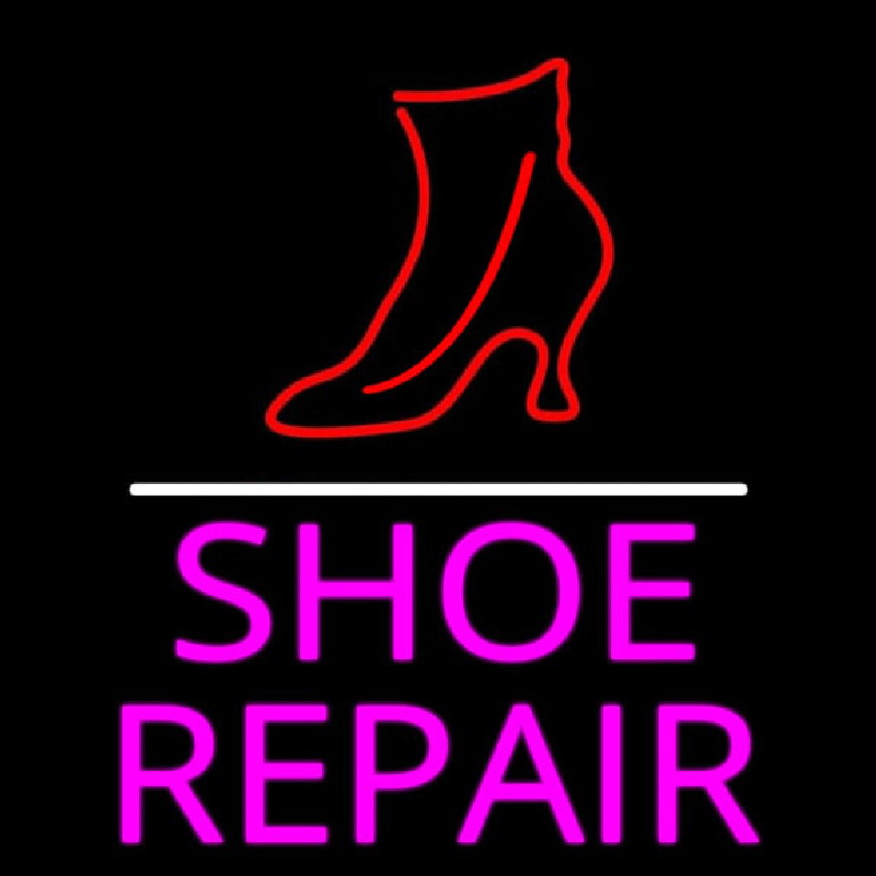 Pink Shoe Repair With Line Neontábla