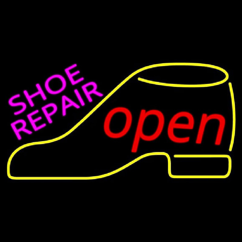 Pink Shoe Repair Yellow Shoe Open Neontábla