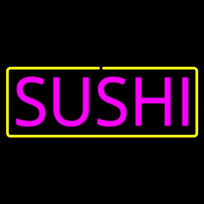 Pink Sushi With Yellow Border Neontábla