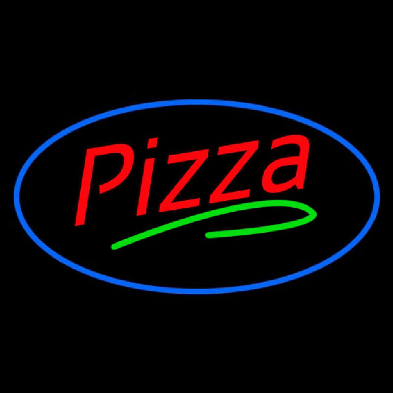 Pizza Oval Blue Border Neontábla