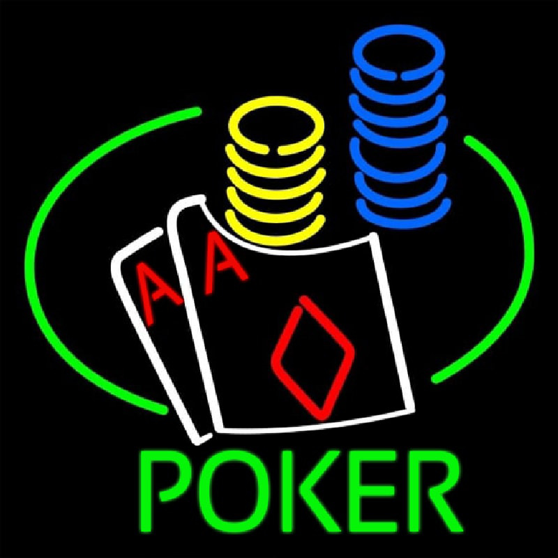 Poker Double Aces Table And Chips Neontábla