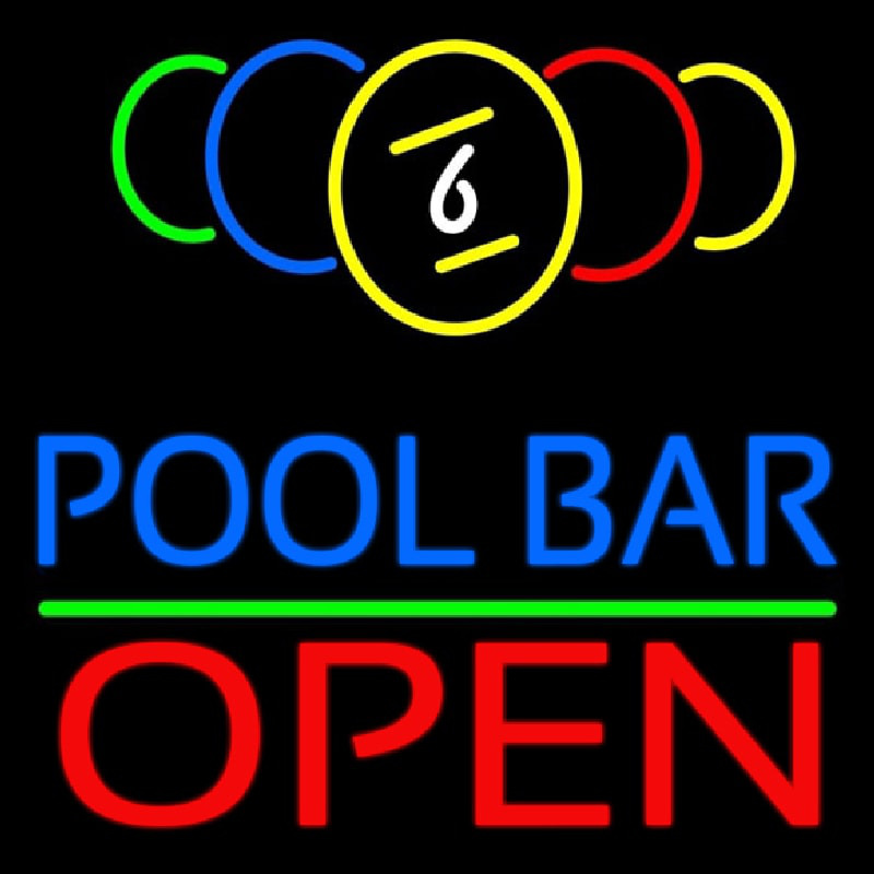 Pool Bar Open Neontábla