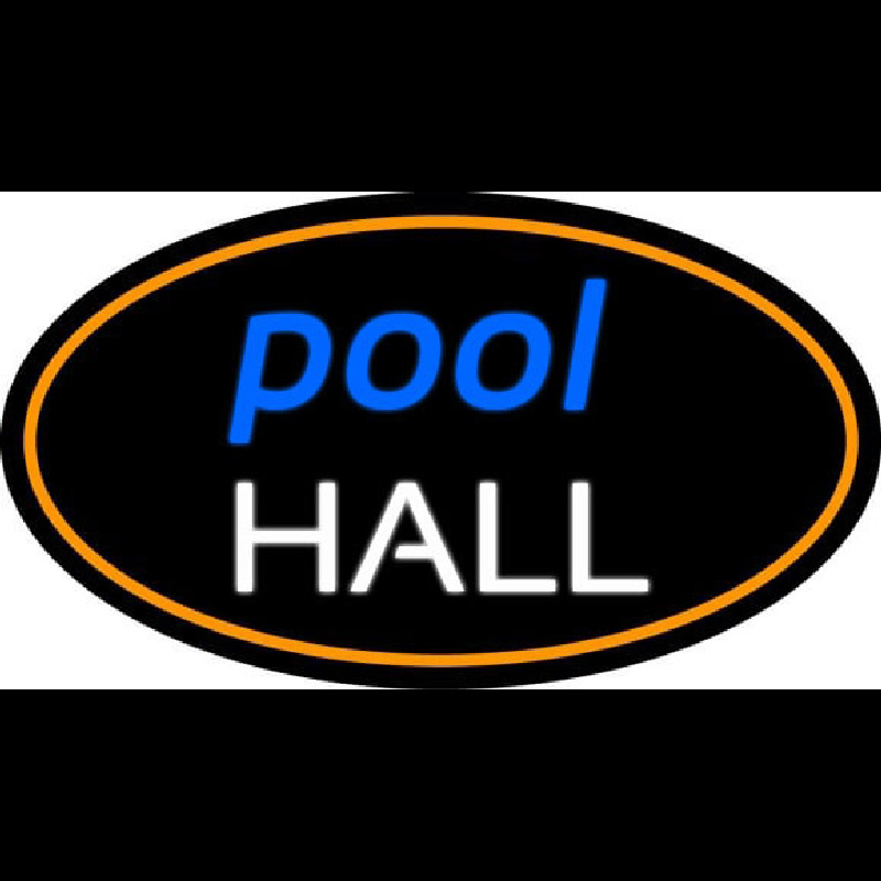 Pool Hall Oval With Orange Border Neontábla