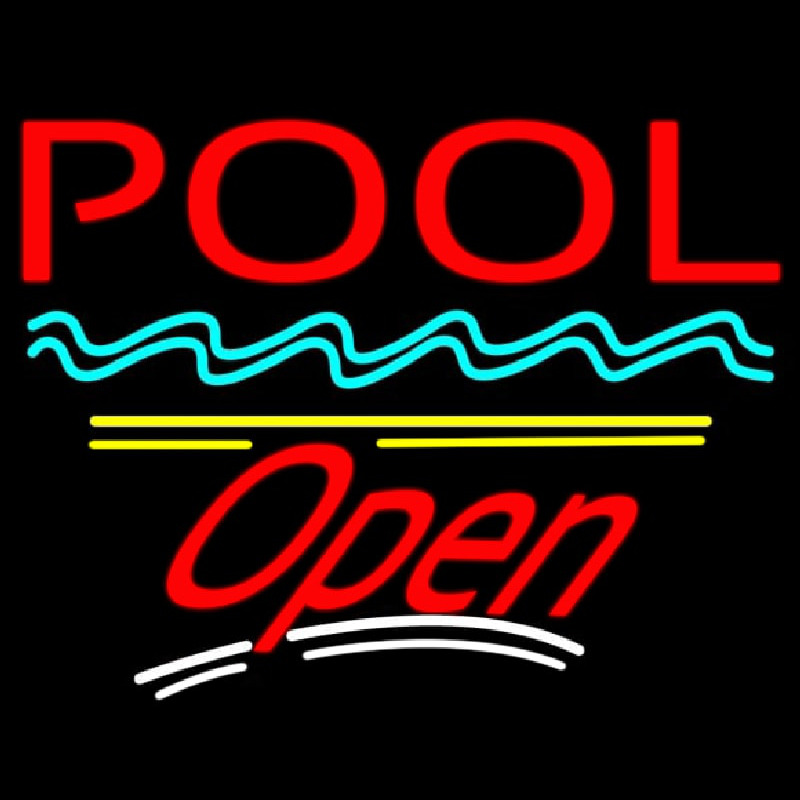 Pool Open Yellow Line Neontábla