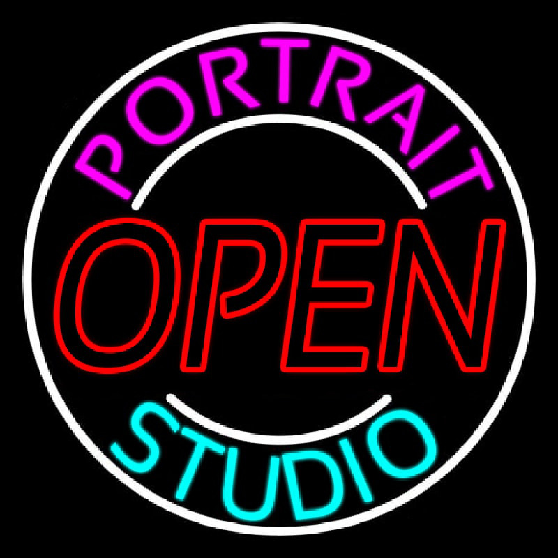 Portrait Studio Red Open Neontábla