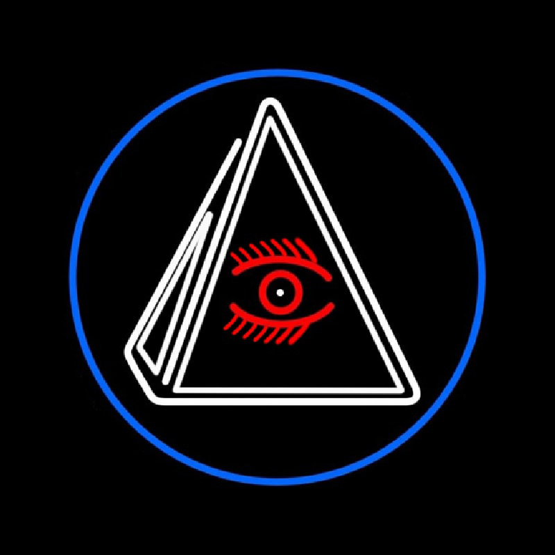 Psychic Eye Pyramid With Blue Border Neontábla