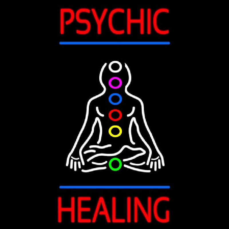 Psychic Health With Blue Line Neontábla