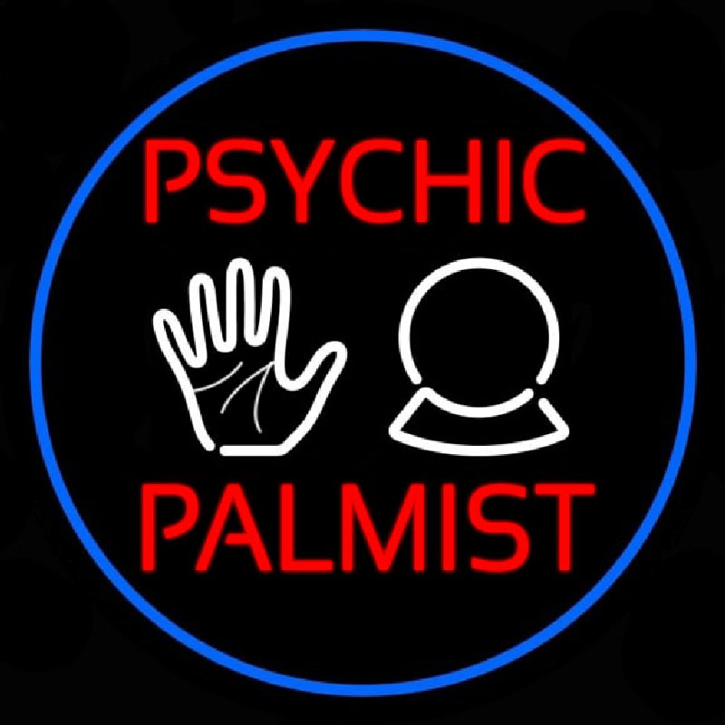 Psychic Palmist Blue Border Neontábla