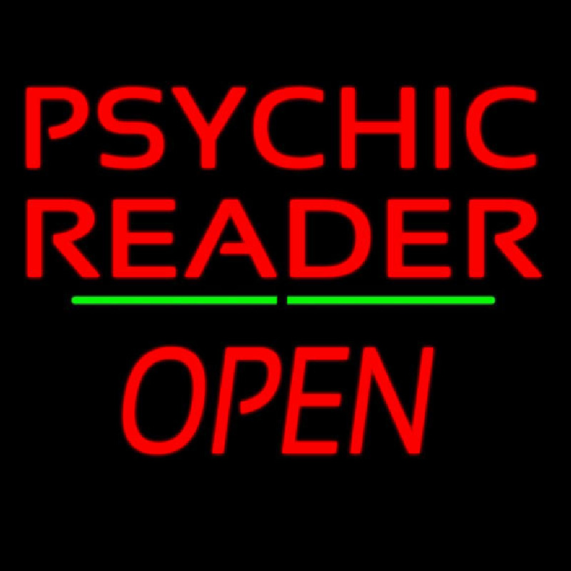 Psychic Reader Green Line Open Neontábla