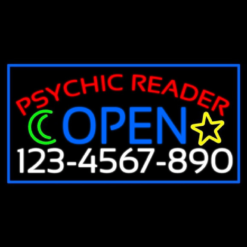 Psychic Reader With Phone Number Open Neontábla