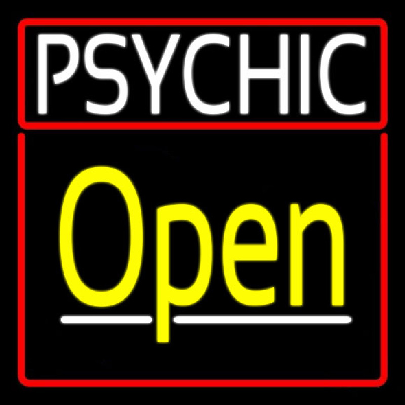 Psychic Red Border Yellow Open Neontábla