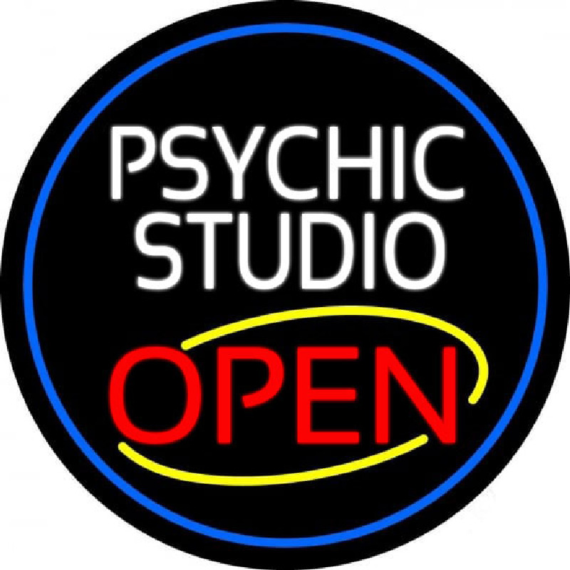 Psychic Studio Red Open Blue Border Neontábla