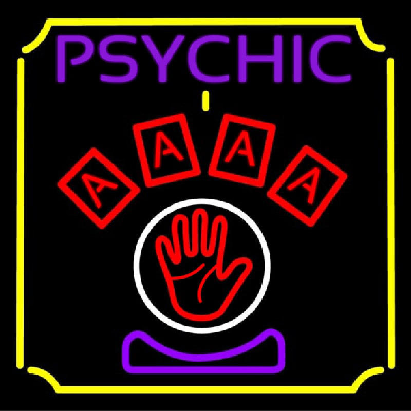 Psychic With Hand Neontábla