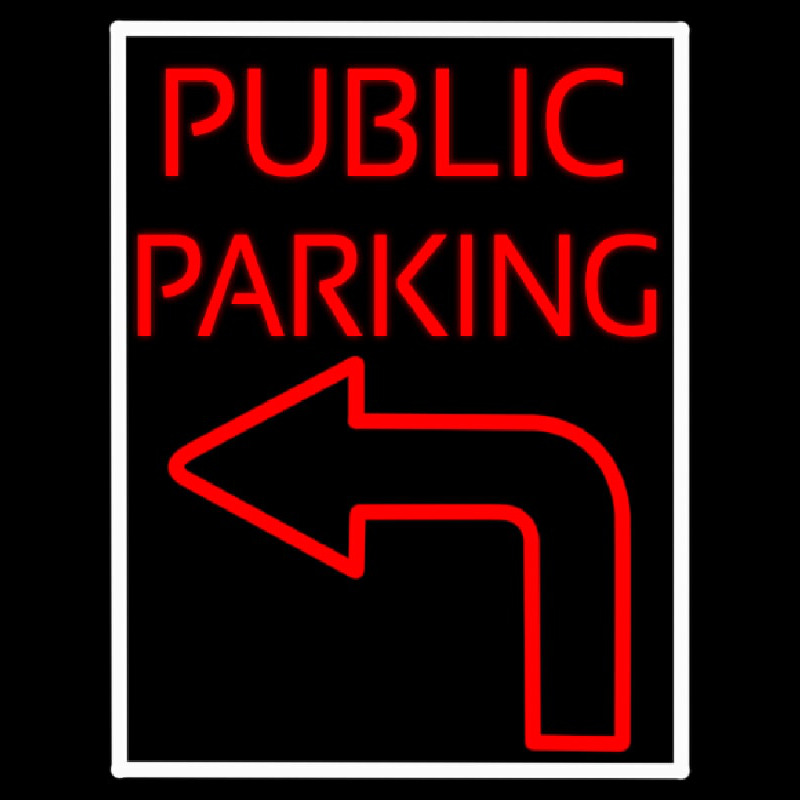 Public Parking With Arrow Neontábla