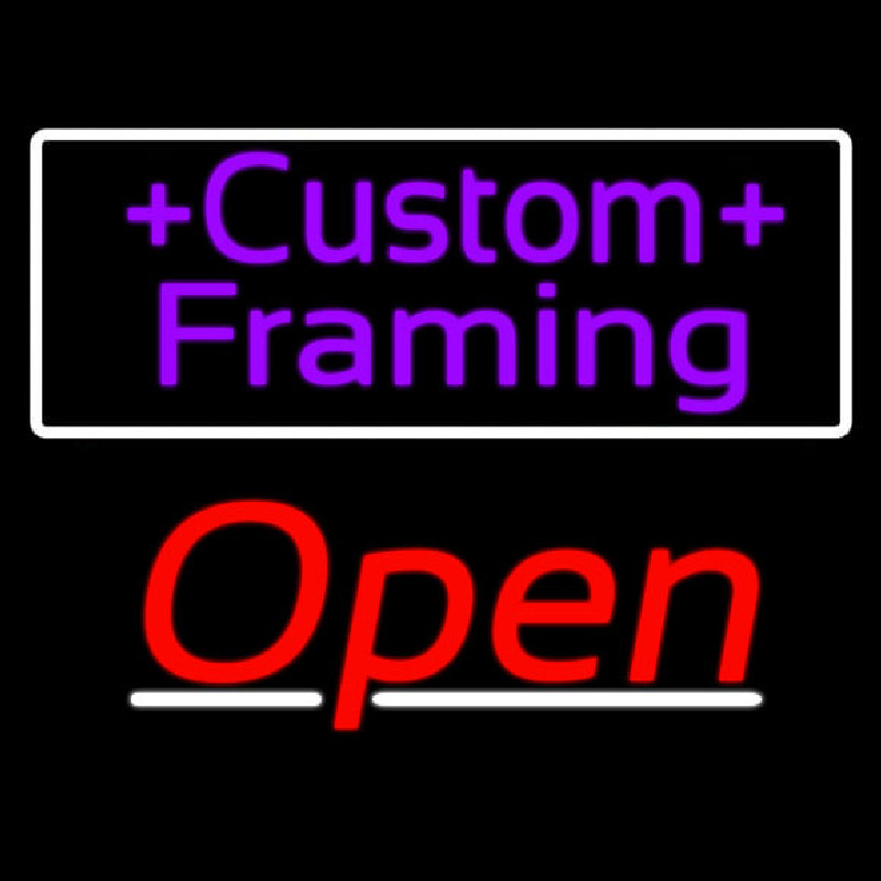 Purple Custom Framing With Open 3 Neontábla