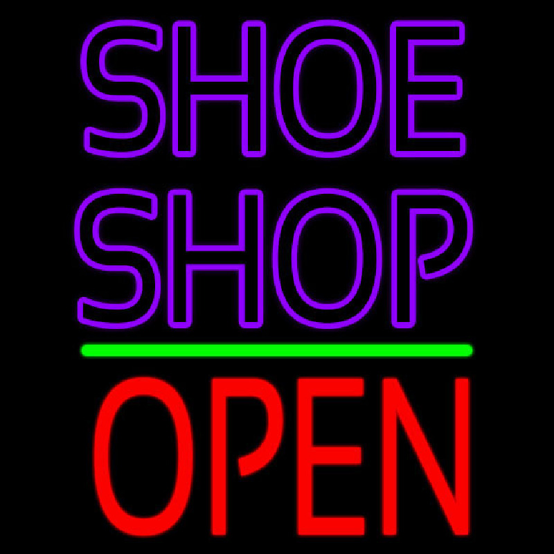 Purple Double Stroke Shoe Shop Open Neontábla